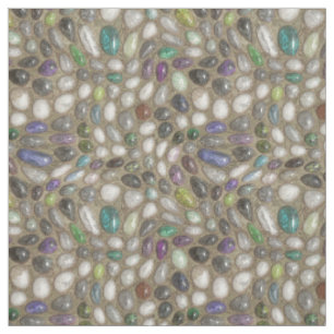 Tissu Motif coloré Faux Shiny 3D River Rock Stones