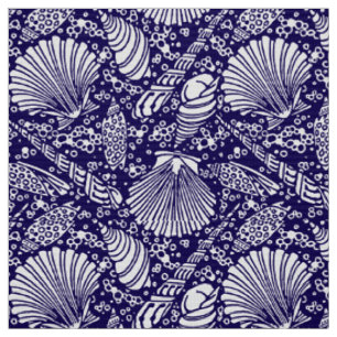 Tissu Motif Coquillages de plage océanique côtière vinta