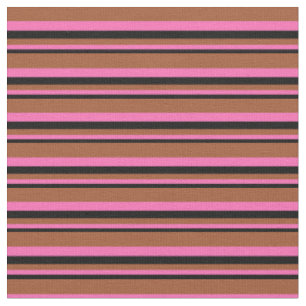 Tissu Motif couleur noir, rose chaud et sienne