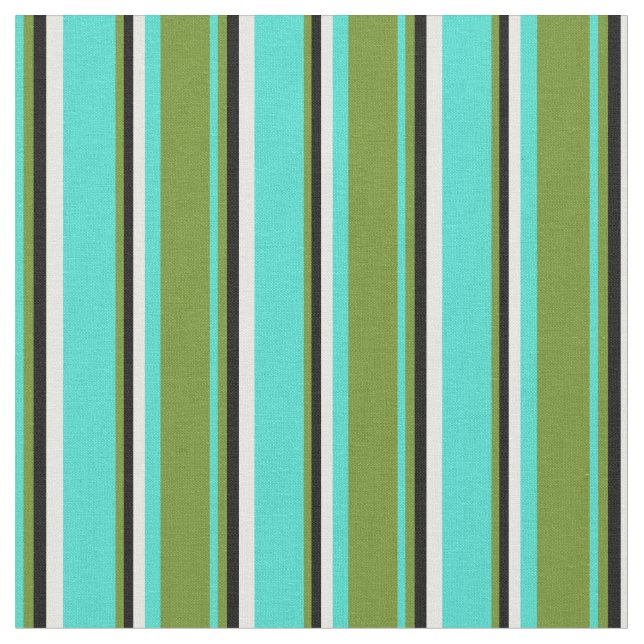 Tissu Motif couleur Turquoise, Vert, Noir & Blanc (Fermer)
