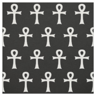 Tissu Motif croisé blanc noir de symbole fait une boucl