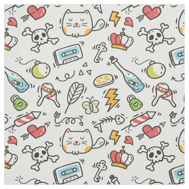 Tissu Motif Cute Kawaii (Échantillon)