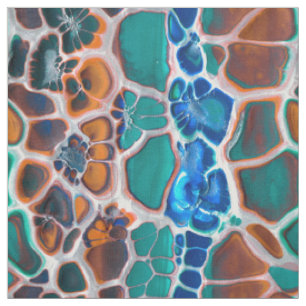 Tissu Motif d'abstraction en verre Turquoise orange