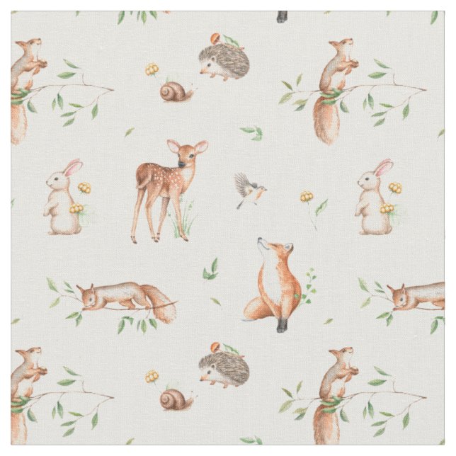 Tissu Motif d'amis animaux de bois mignon (Fermer)