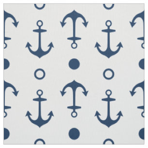 Tissu Motif d'ancres bleu marine et blanc