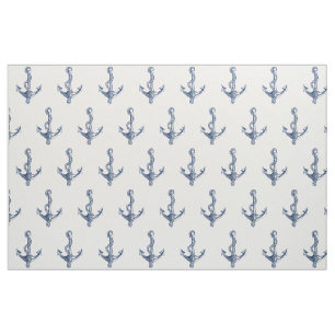 Tissu Motif d'Ancres nautiques de la Marine vintage