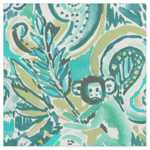 Tissu Motif d'aquarelle de jade de Paisley de filou de