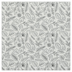 Tissu Motif d'art de ligne de feuilles d'automne - Minus