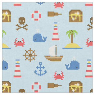 Tissu Motif d'art de mer de pixel