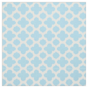 Tissu Motif d'art Pastel Blue White Ikat Quatrefoil