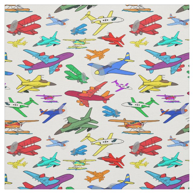 Tissu Motif d'avions colorés (Échantillon)