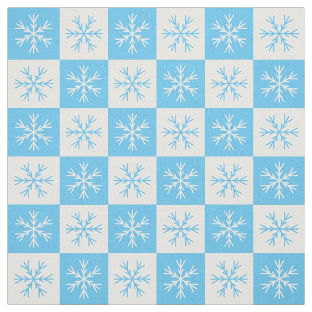 Tissu Motif de À damiers de neige blanc bleu clair (Échantillon)