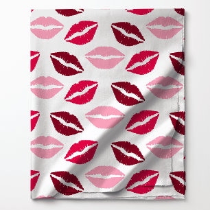Tissu Motif de baisers au rouge à lèvres rose et rouge
