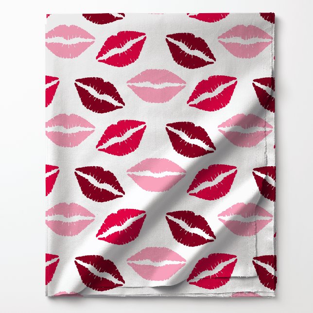 Tissu Motif de baisers de rouge à lèvres rose et rouge (Créateur téléchargé)