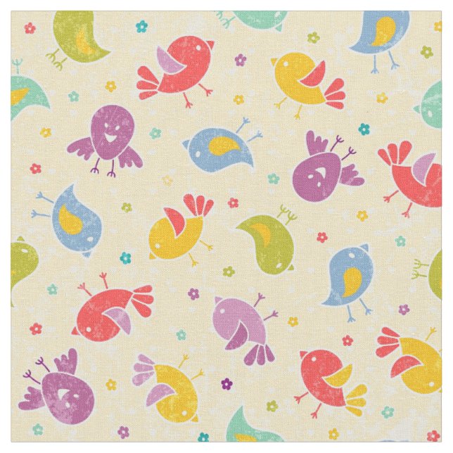 Tissu Motif de bébé avec les oiseaux mignons (Fermer)