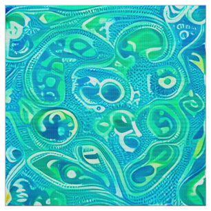 Tissu Motif de Bohème Arabesque Aquamarine