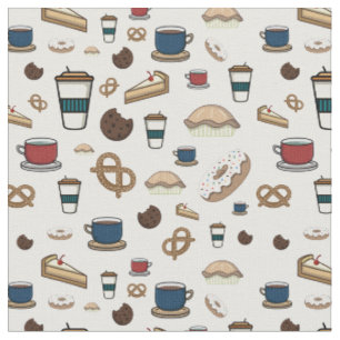 Tissu Motif De Café, Tee, Pâtisserie, Sucres