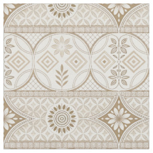 Tissu Motif de carreaux floraux géométriques ornés