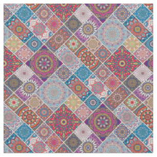 Tissu Motif de carreaux Mandala/marocain