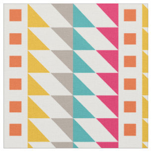 Tissu Motif de carrés zigzag aztèques rétro colorés