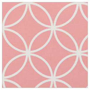 Tissu Motif de cercles superposés rose et blanc mignon