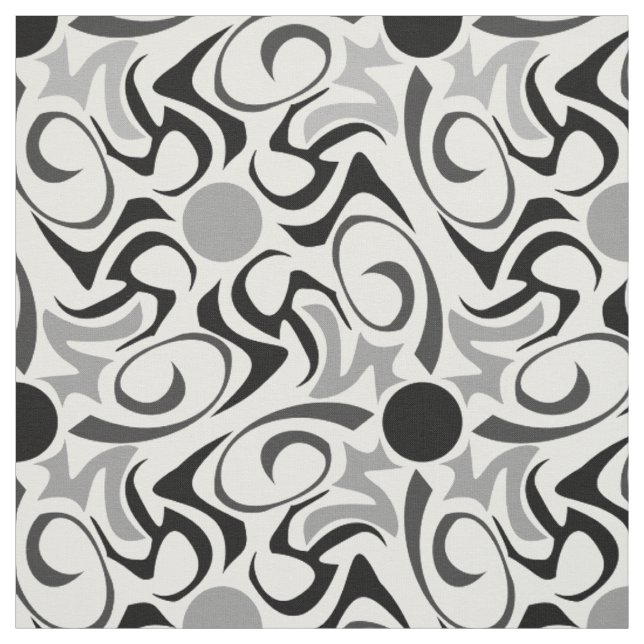 Tissu Motif de céréales tribales noir et blanc (Échantillon)