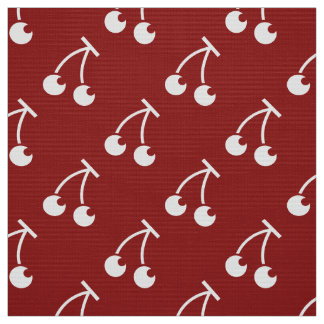 Tissu motif de cerises blanches rouges