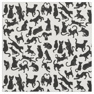 Tissu Motif de chat noir
