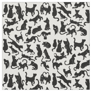 Tissu Motif de chat noir