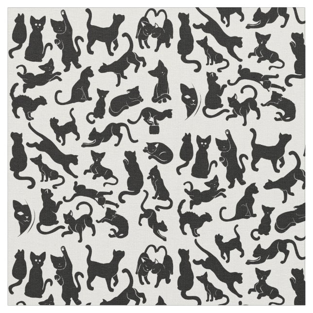 Tissu Motif de chat noir (Fermer)