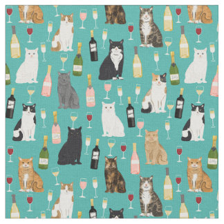 Tissu motif de chats et de chats à vin