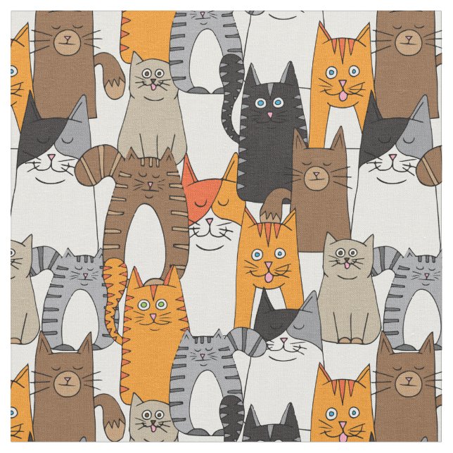 Tissu Motif de chats mignons colorés (Fermer)