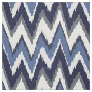 Tissu motif de chevron de tribus ikat blanc et bleu chic