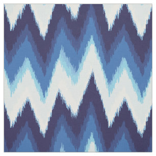 Tissu Motif de chevron tribal chic bleu et blanc ikat