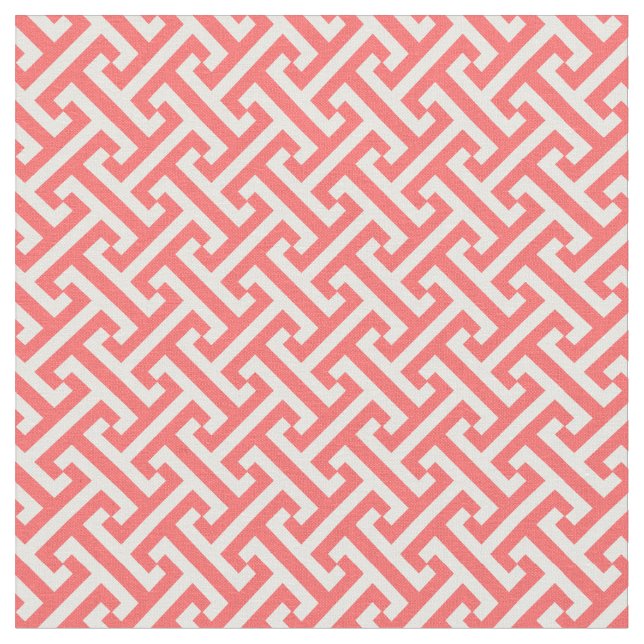 Tissu Motif de clé grecque corail (Fermer)