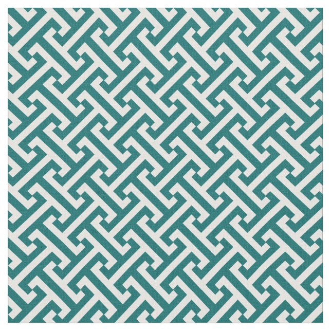 Tissu Motif de clé grecque Turquoise foncée (Fermer)