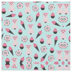 Tissu Motif de cône de crème glacée à la menthe rose
