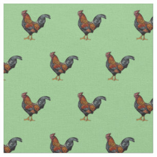 Tissu Motif de coq - Coton peigné personnalisé (largeur 