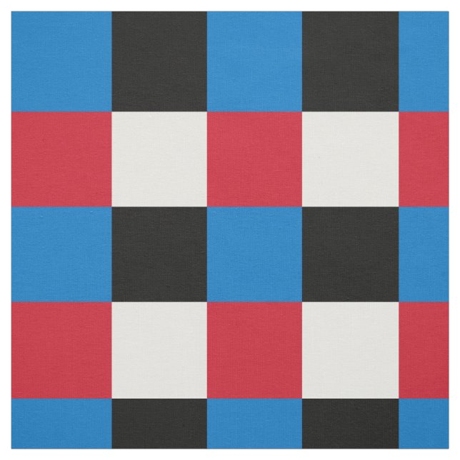 Tissu Motif de damier rouge, bleu, noir et blanc (Échantillon)