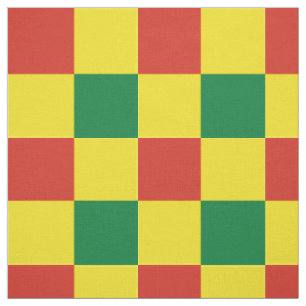 Tissu motif de damier rouge, vert et jaune
