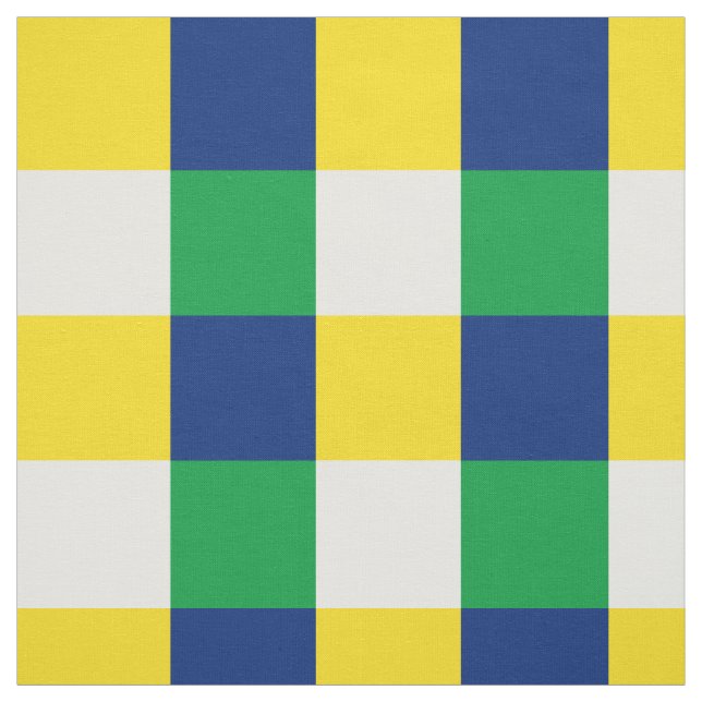 Tissu Motif de damier vert, bleu, jaune et blanc (Échantillon)