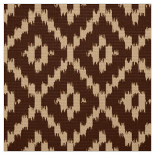 Tissu Motif de diamant d'Ikat - brun chocolat et beige