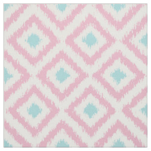 Tissu Motif de diamants d'Ikat de menthe de rose de