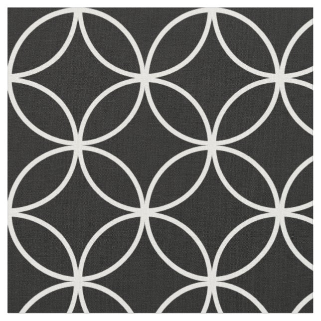 Tissu Motif de diamants du cercle noir et blanc moderne (Fermer)