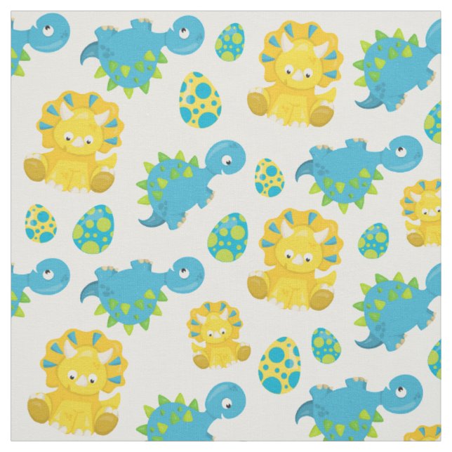 Tissu Motif De Dinosaures, Dinosaures Mignons, Baby Dino (Échantillon)