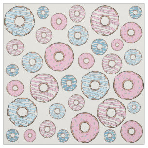 Tissu Motif De Donuts, Donuts Roses, Donuts Bleus