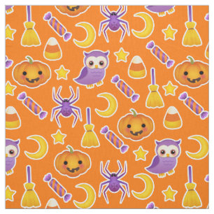 Tissu Motif de fête d'Halloween Orange Arrière - plan