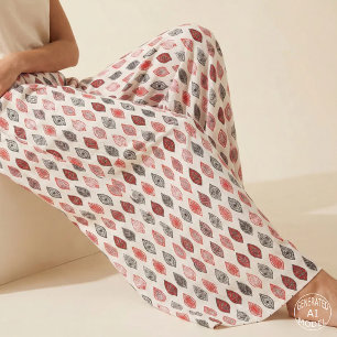 Tissu Motif de feuille imprimé en bloc rouge et noir tri