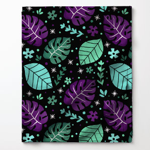 Tissu Motif de feuille tropicale de Monstera violet et v