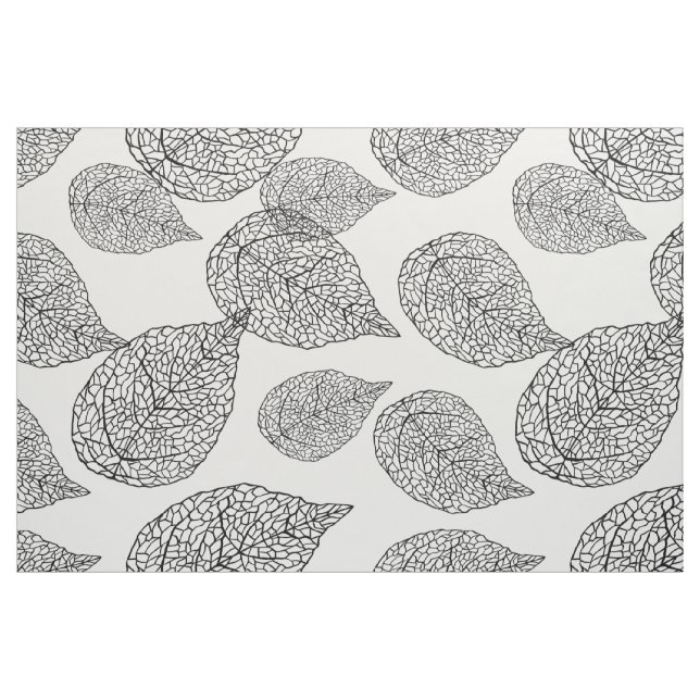 Tissu Motif de feuilles Abstraites noir et blanc (Fat Quarter)